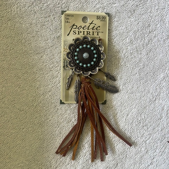 Poetic Spirit -Jewelry making accessory. Silver, Turquoise stone & brown leather - Picture 1 of 16